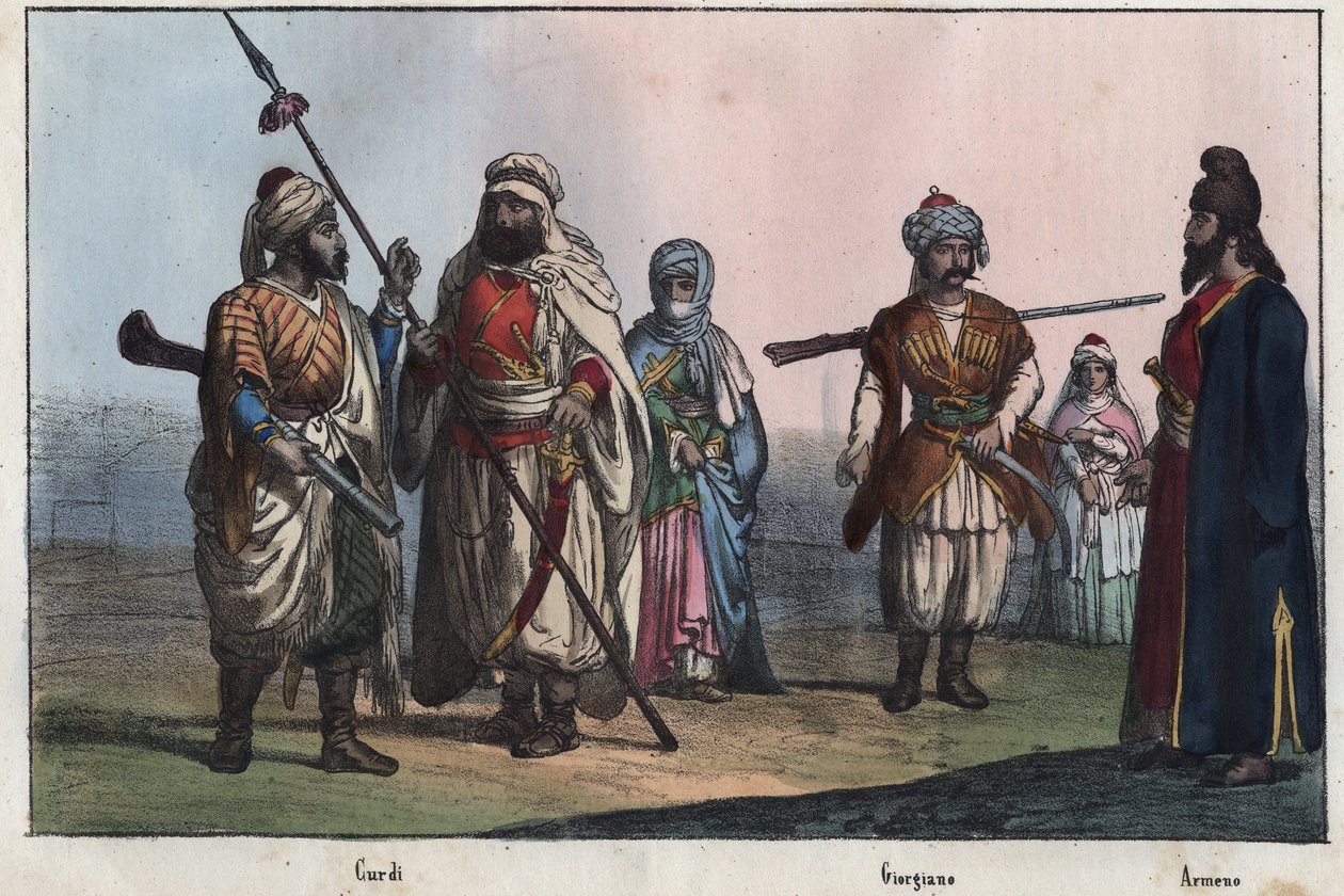 Tradiční kurdské kostýmy - gruzínské - arménské - od Unknown artist