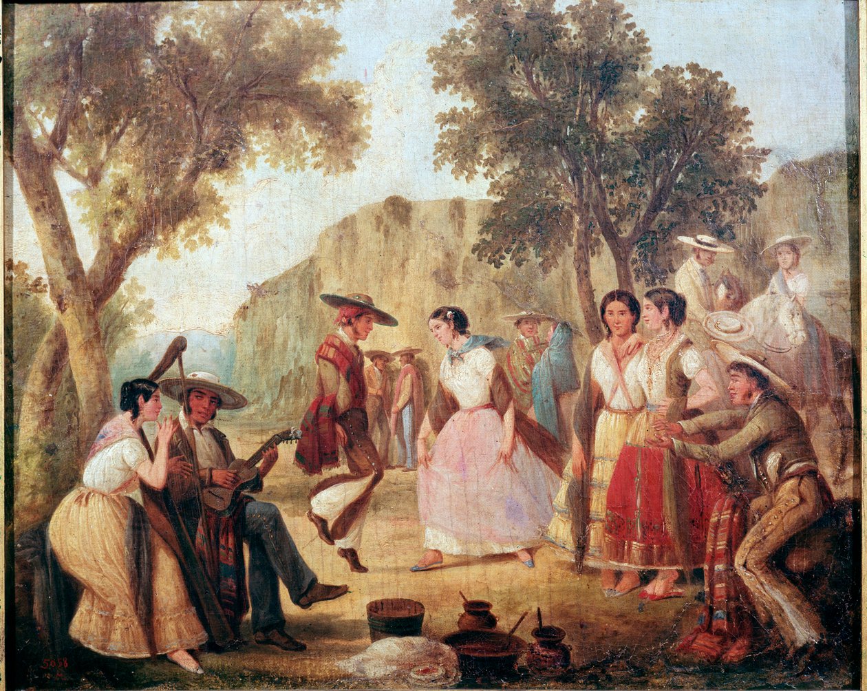 Tradiční mexický tanec Malba Mexika 19. století, Národní historické muzeum, hrad Chapultepec od Unknown artist