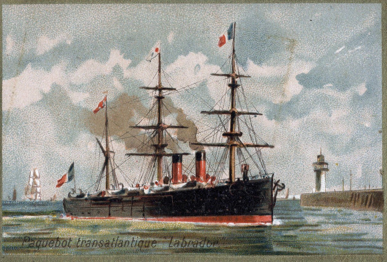 Transatlantická loď „Labrador.““ kolem roku 1880. Chromolitografie 19. století. od Unknown artist