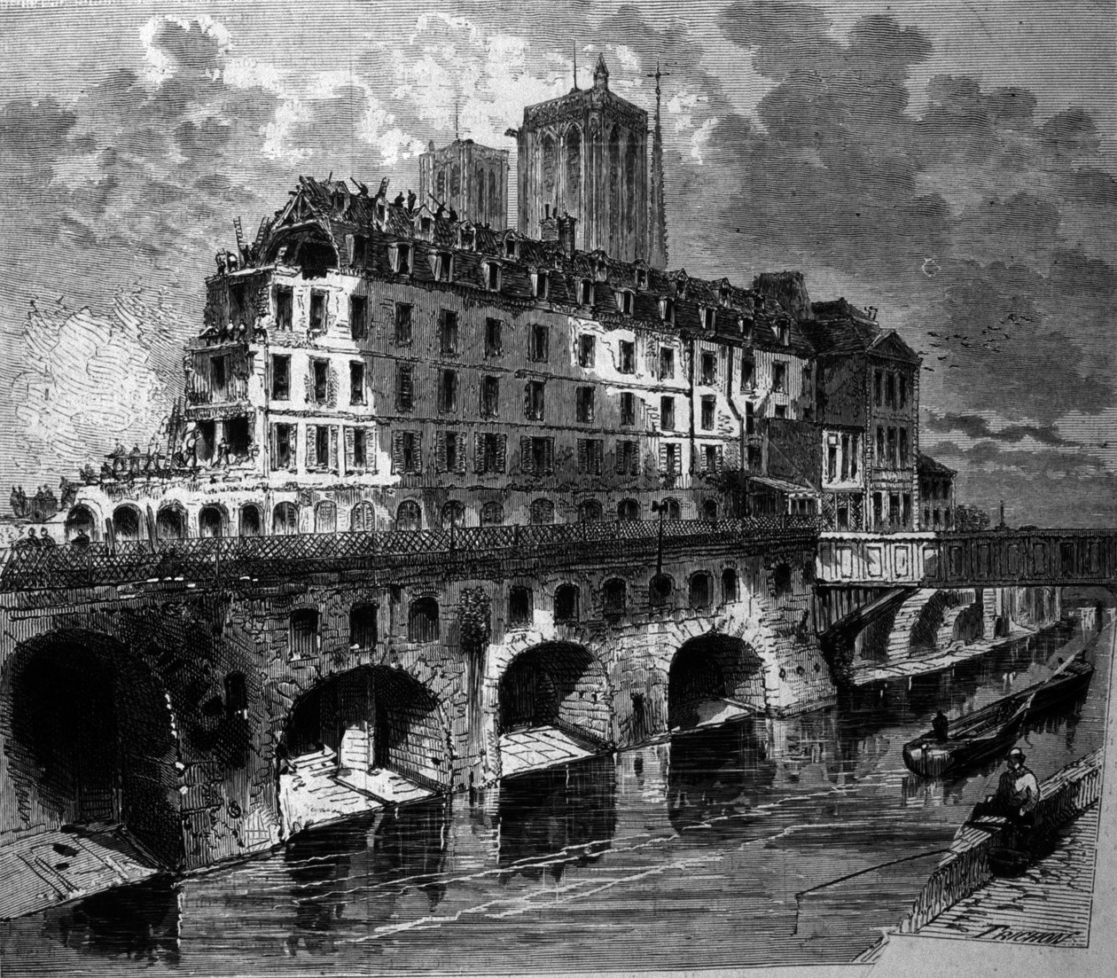 Proměny Paříže za druhé říše, Haussmann Works: Demolice bývalého hotelu Dieu. od Unknown artist