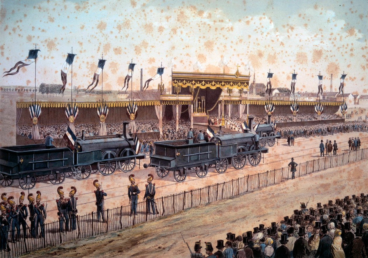 Doprava: inaugurace železniční trati mezi Paříží a Štrasburkem. 1864. Rytina Paris, B.N. od Unknown artist