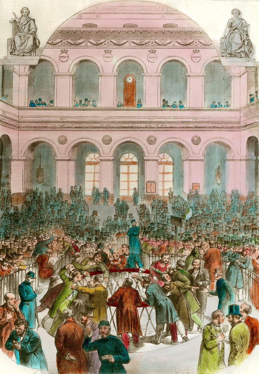 Trash devizových agentů na Bourse de Paris Rytina 1856 Soukromá sbírka od Unknown artist