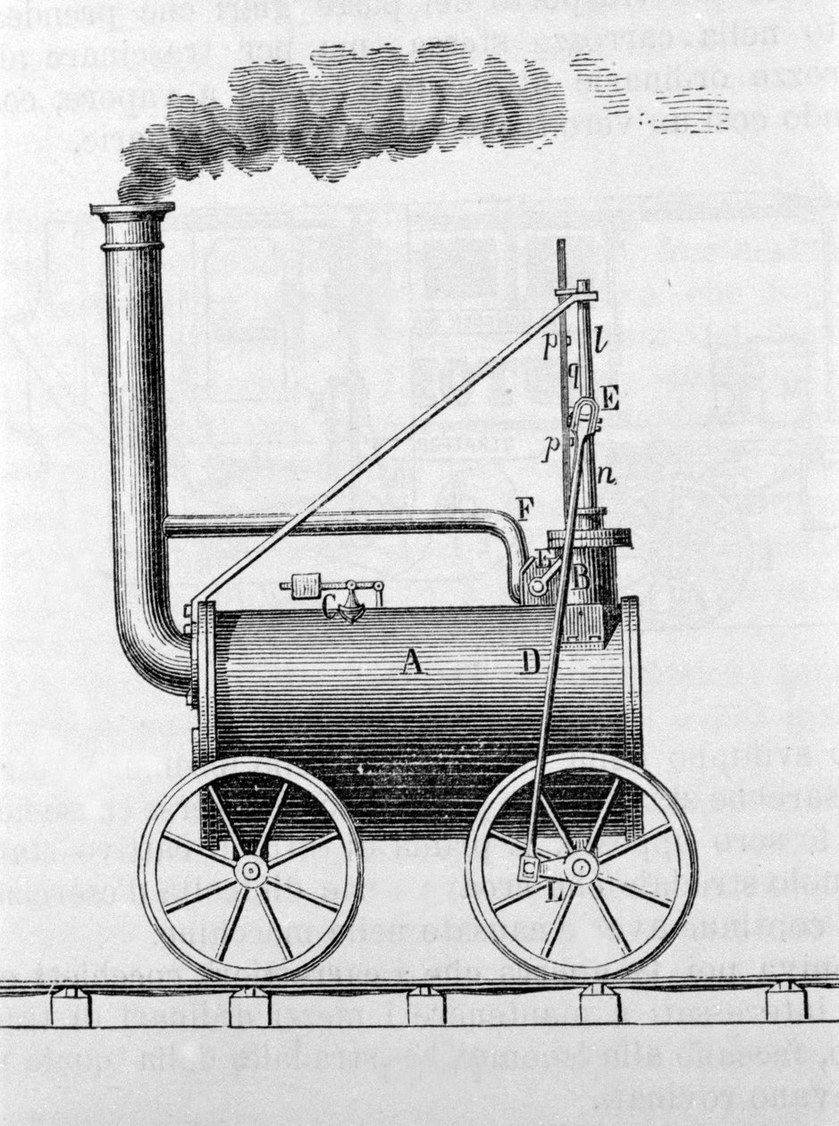 Lokomotiva Trevithick. 19. století rytina. od Unknown artist