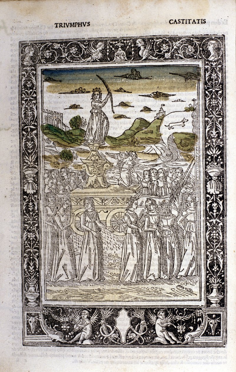 Triumph of the Chastity of Petrarca (Francesco Petrarca). Miniatury sd. Bibl. Trivulziana, Milán. od Unknown artist