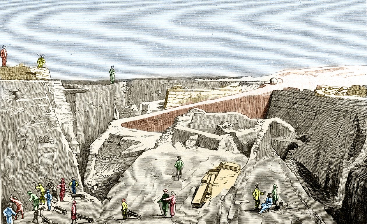 Trojské vykopávky vedené Heinrichem Schliemannem, sd. 19. století. od Unknown artist