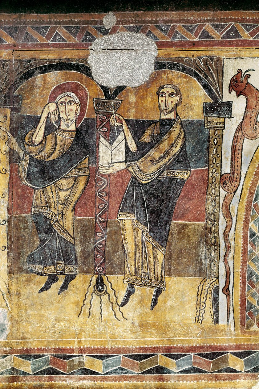 Dva svatí. Detail fresky z kostela Saint Mary of Taull. přibližně 1123. Barcelona. Národní muzeum umění Katalánska. od Unknown artist
