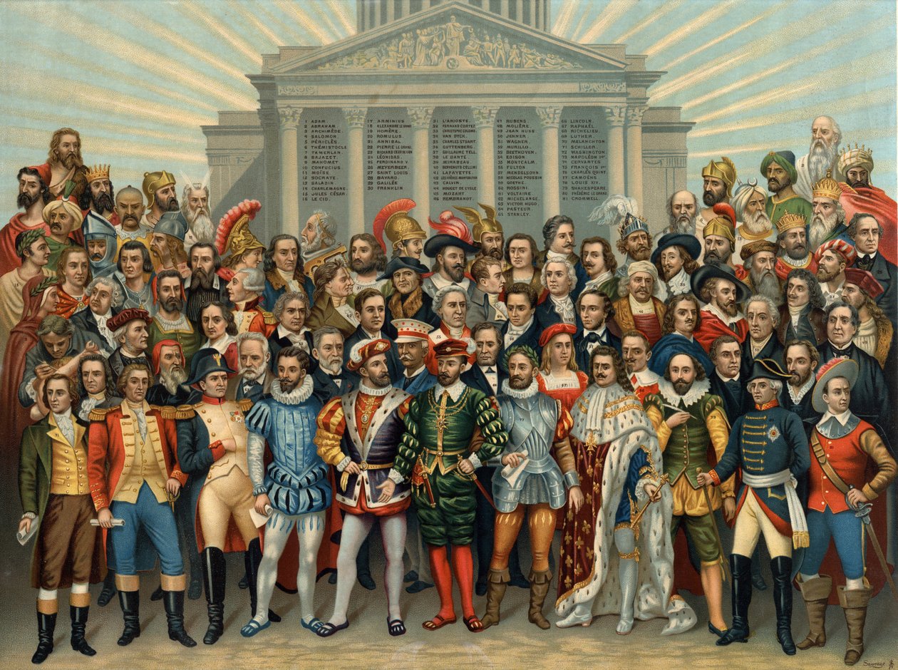 UNIVERZÁLNÍ PANTHEON HLAVNÍCH CELEBRŮ chromolitografie Sauvage cir. od Unknown artist