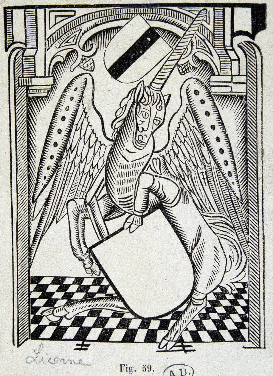 Jednorožec - rytina 15. století od Unknown artist