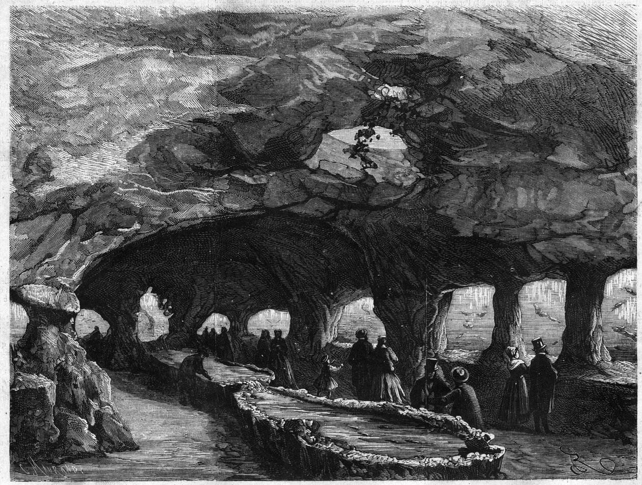 Univerzální výstava: interiér velkého mořského akvária. Gravírování v „The Illustrous Universe“ od Unknown artist
