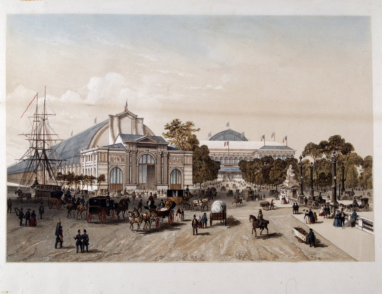 Univerzální výstava 1855: Průmyslový palác - Litografie od Unknown artist