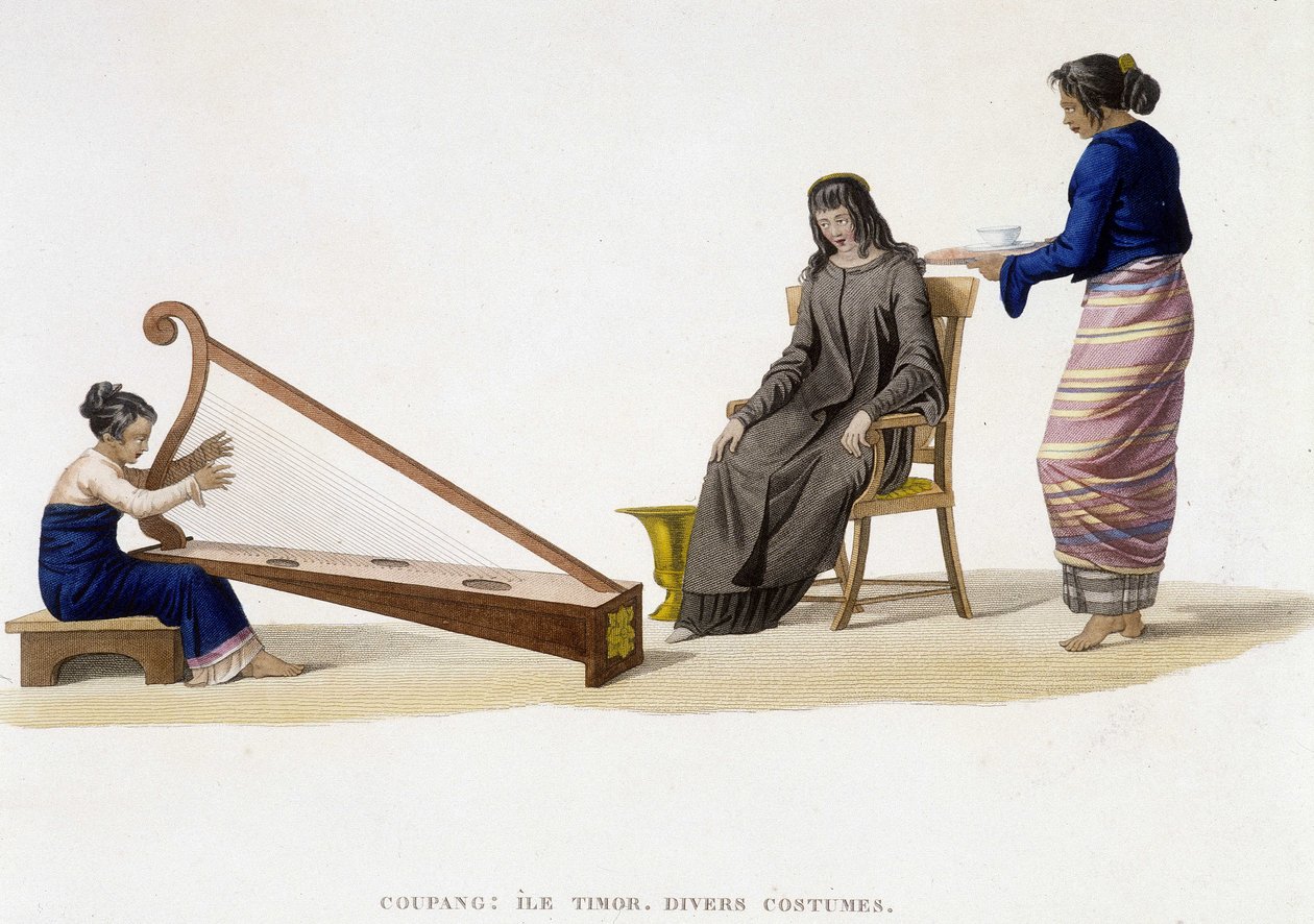 Různé kostýmy žen z ostrova Timor (Coupang). od Unknown artist