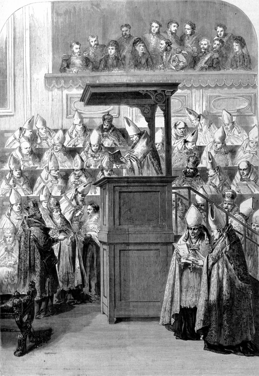 vatikánský koncil I. sekretář koncilu vyhlašující konstituci víry. 1870 od Unknown artist