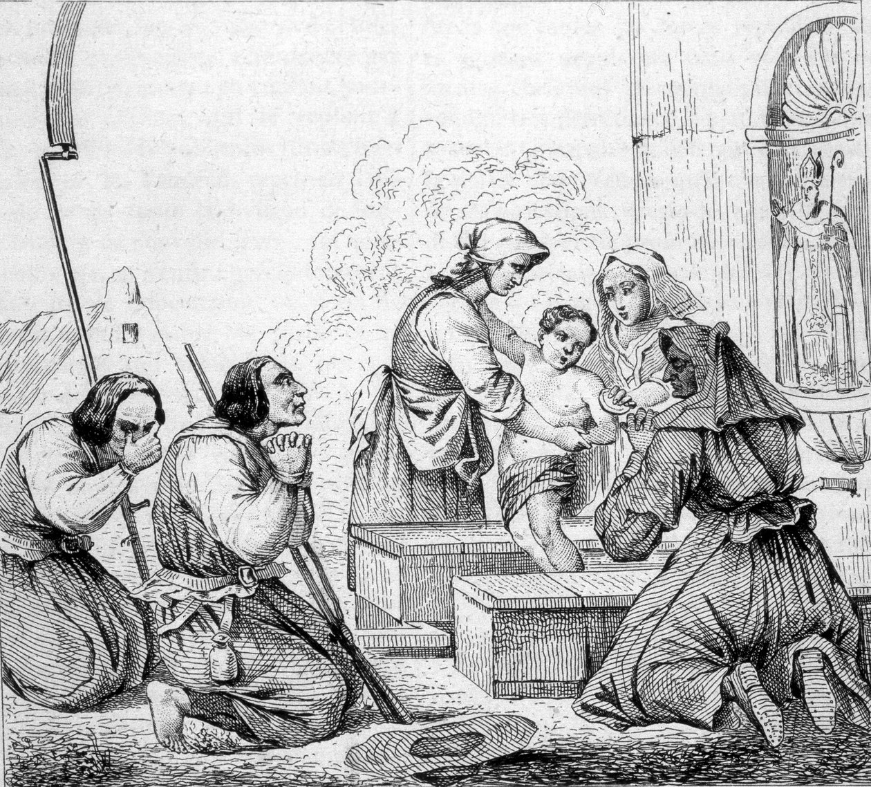 Vendean mores - svatý z fontány. od Unknown artist
