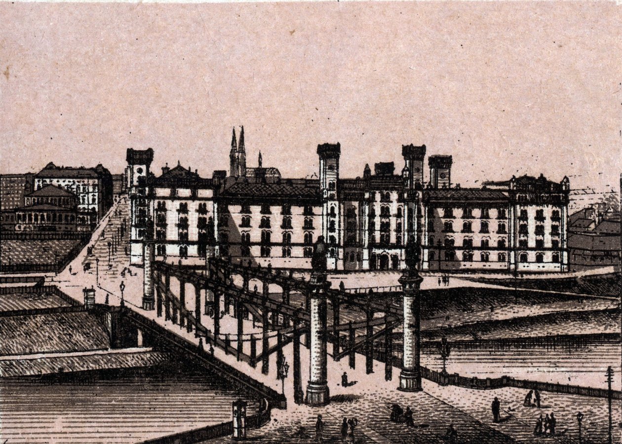 Vídeň (Vídeň), Rakousko: pohled na arzenál prince Rudolfa a most Augarten. v „“ Svět ilustruje 168 pohledů““ Nedatováno (konec 19. století) od Unknown artist