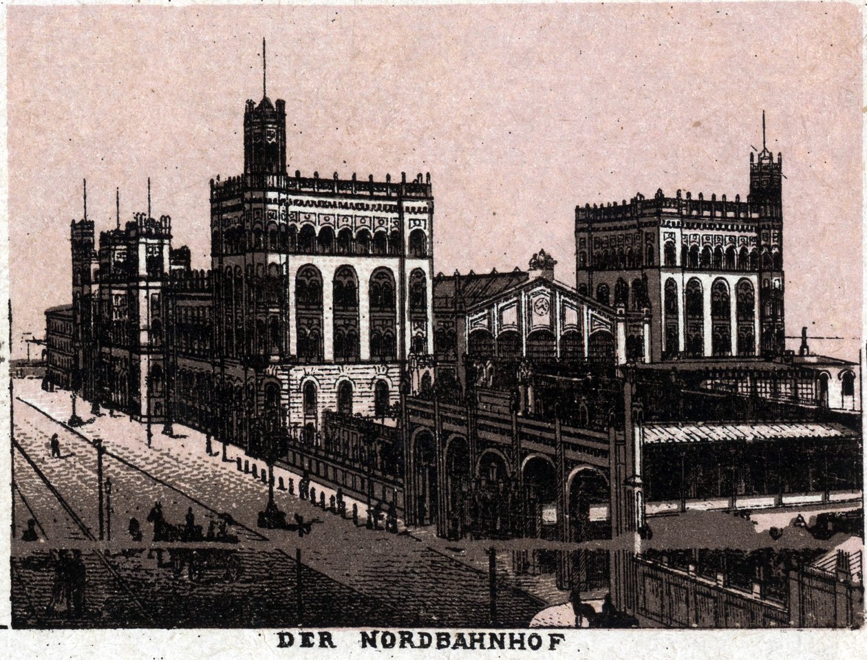 Vídeň, Rakousko: pohled na Severní nádraží ve Vídni. v „“ Svět ilustruje 168 pohledů““ Nedatováno (konec 19. století) od Unknown artist