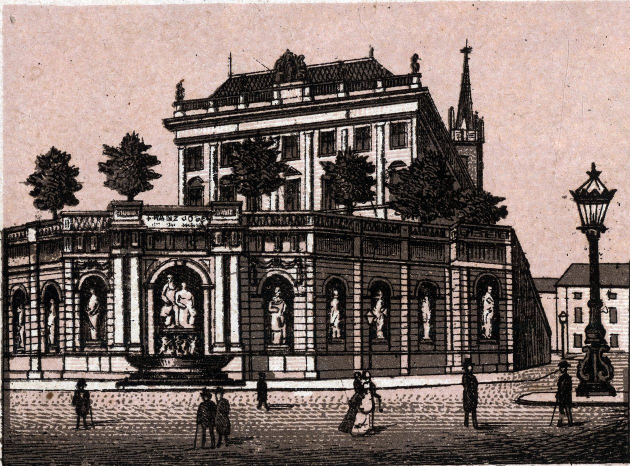 Vídeň, Rakousko: pohled na fontánu Francois Joseph (Francois-Joseph) (Františka Josefa ve Vídni). v „“ Svět ilustruje 168 pohledů““ Nedatováno (konec 19. století) od Unknown artist