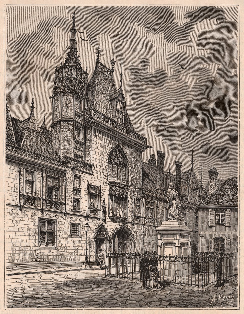 Pohled z ulice Palais Jacques Coeur v Bourges, Francie od Unknown