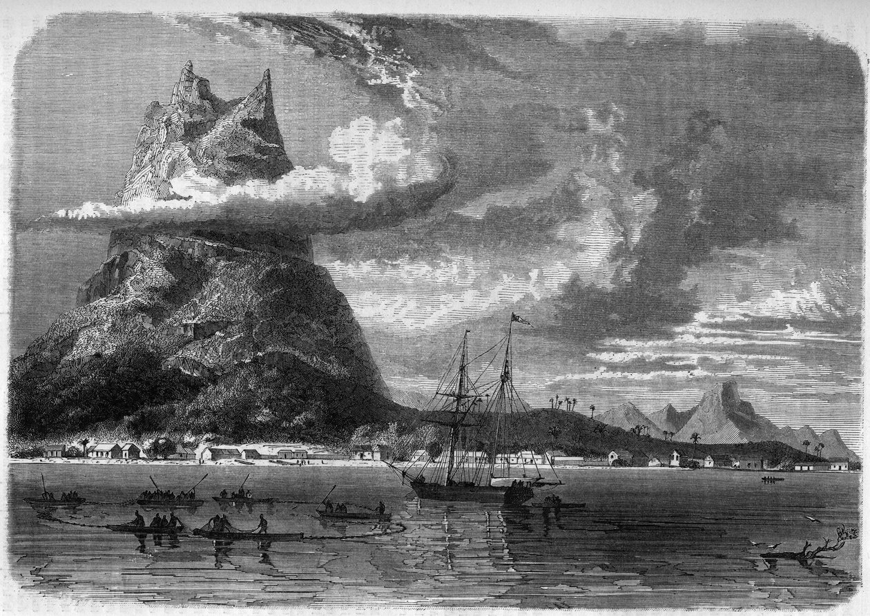 Pohled na Bora Bora (Bora-Bora) v Polynésii na konci 19. století v „The Journal of Youth“ z roku 1888. od Unknown artist