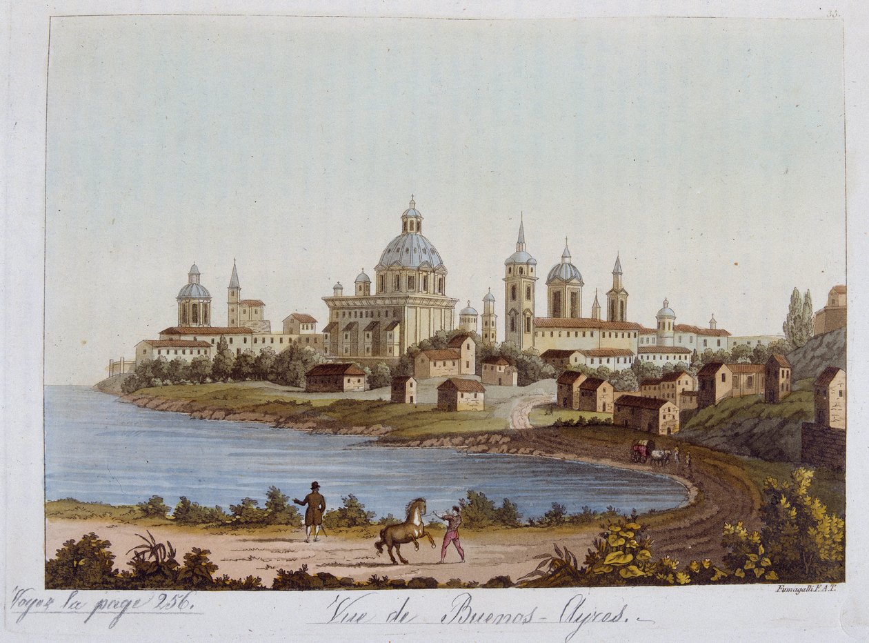 Pohled na Buenos Aires - ve starém a moderním kostýmu 1819-1820 od doktora Ferraria, ed. Milán od Unknown artist