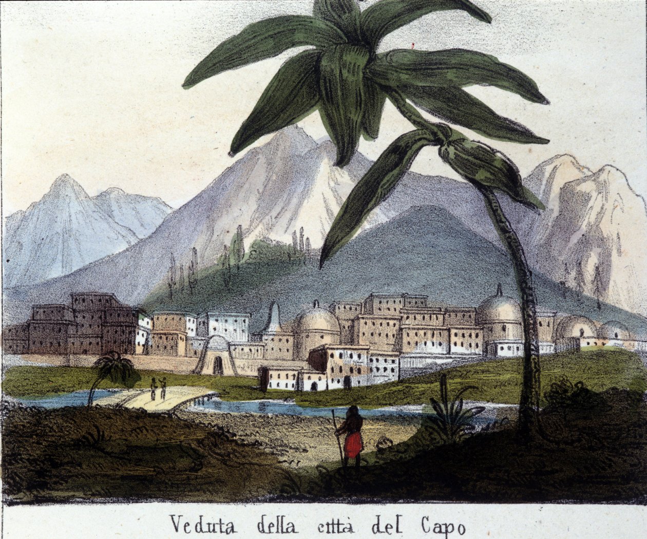 Pohled na Kapské město nebo Kapské město, v době britské kontroly, Jižní Afrika. 1820 od Unknown artist