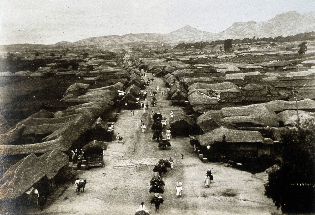 Pohled na Chongro Avenue v Soulu (hlavní město Koreje) v 19. století (Pohled na Chongro Avenue v Soulu, hlavní město Koreje od Unknown artist