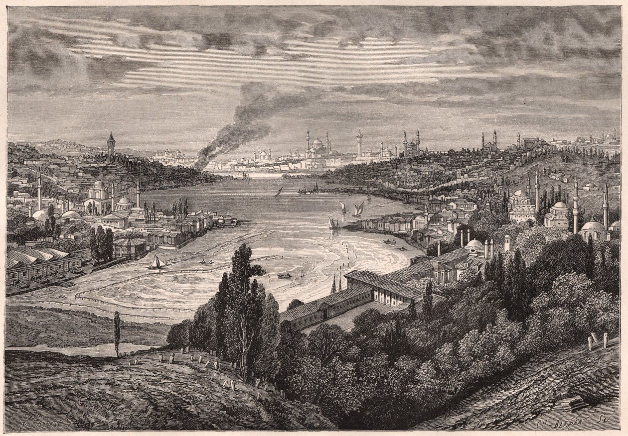 Pohled na Konstantinopol, nyní Istanbul, a Zlatý roh během XIX století od Unknown