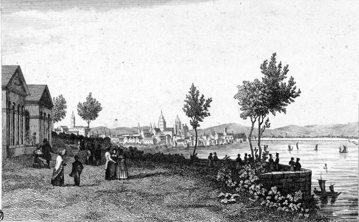 Pohled na Mohuč v Německu a Rýn kolem roku 1830. od Unknown artist