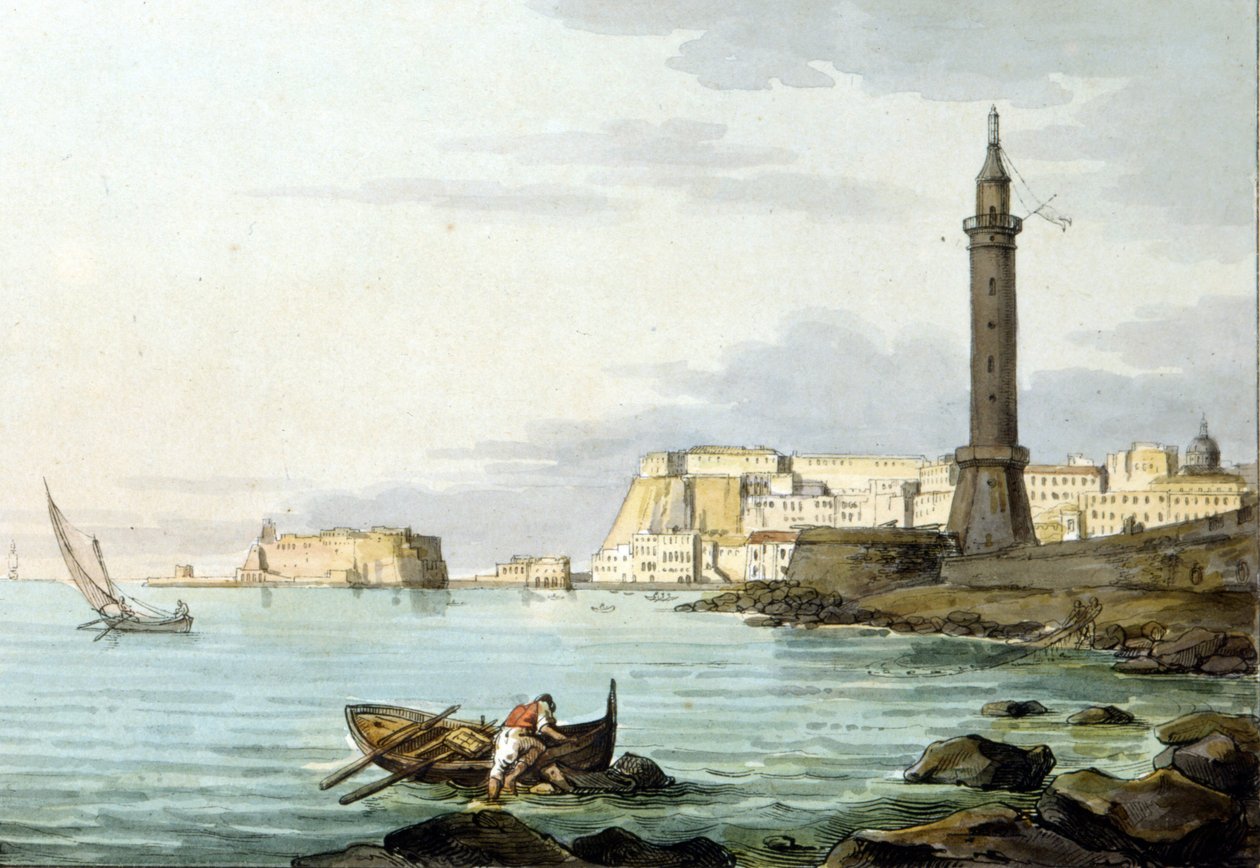Pohled na Neapol z přístavu. Na levé straně stojí Castel dell