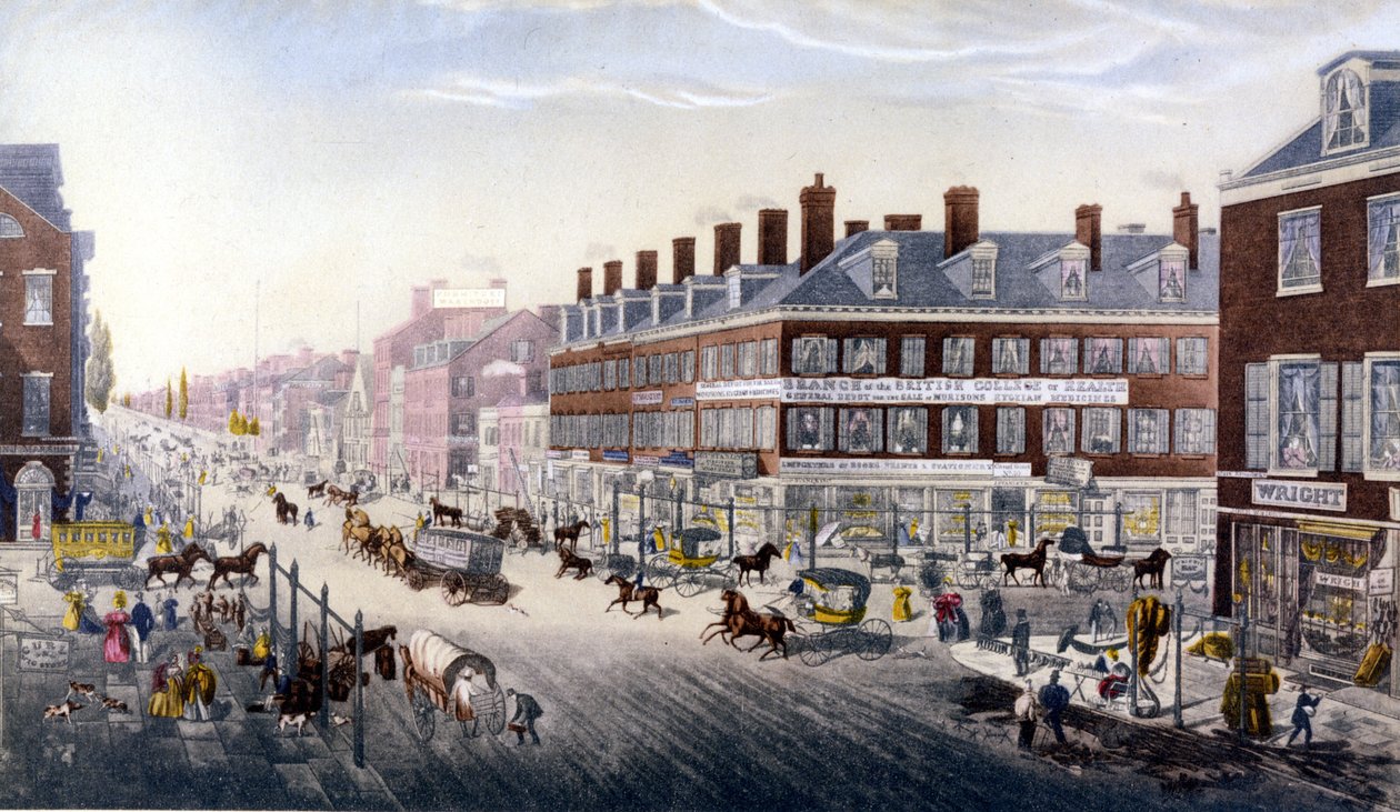 Pohled na New York: Broadway. Rytina z roku 1840. od Unknown artist