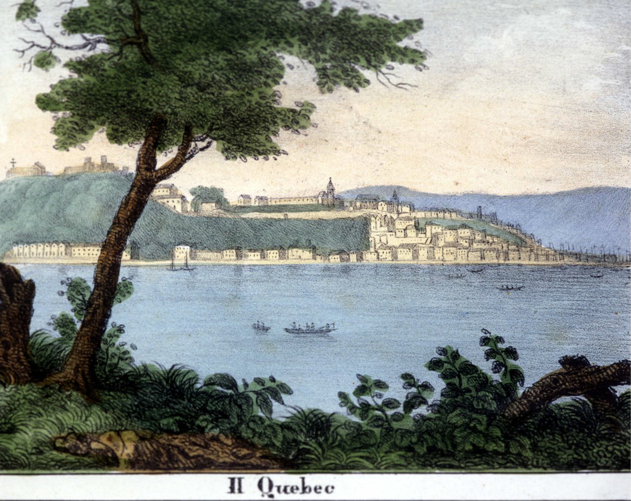 Pohled na město Quebec na začátku 19. století. Barevná litografie. od Unknown artist