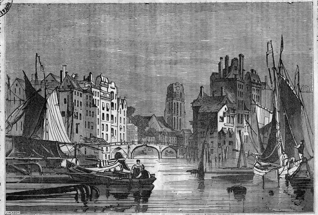 Pohled na Rotterdam, Nizozemsko. Rytina z roku 1836. od Unknown artist
