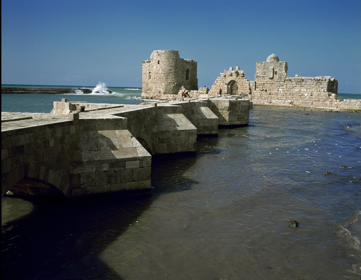 Pohled na hrad Sidon Sea Castle postavený v roce 1227 od Unknown artist