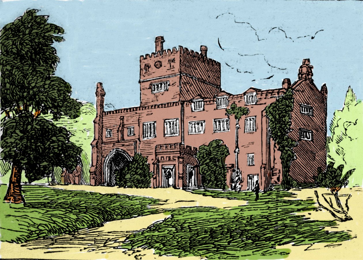 Pohled na Tavistock Abbey, sídlo Francise Drakea (1540-1596), lupiče a britského cestovatele. Ilustrace 19. století. od Unknown artist