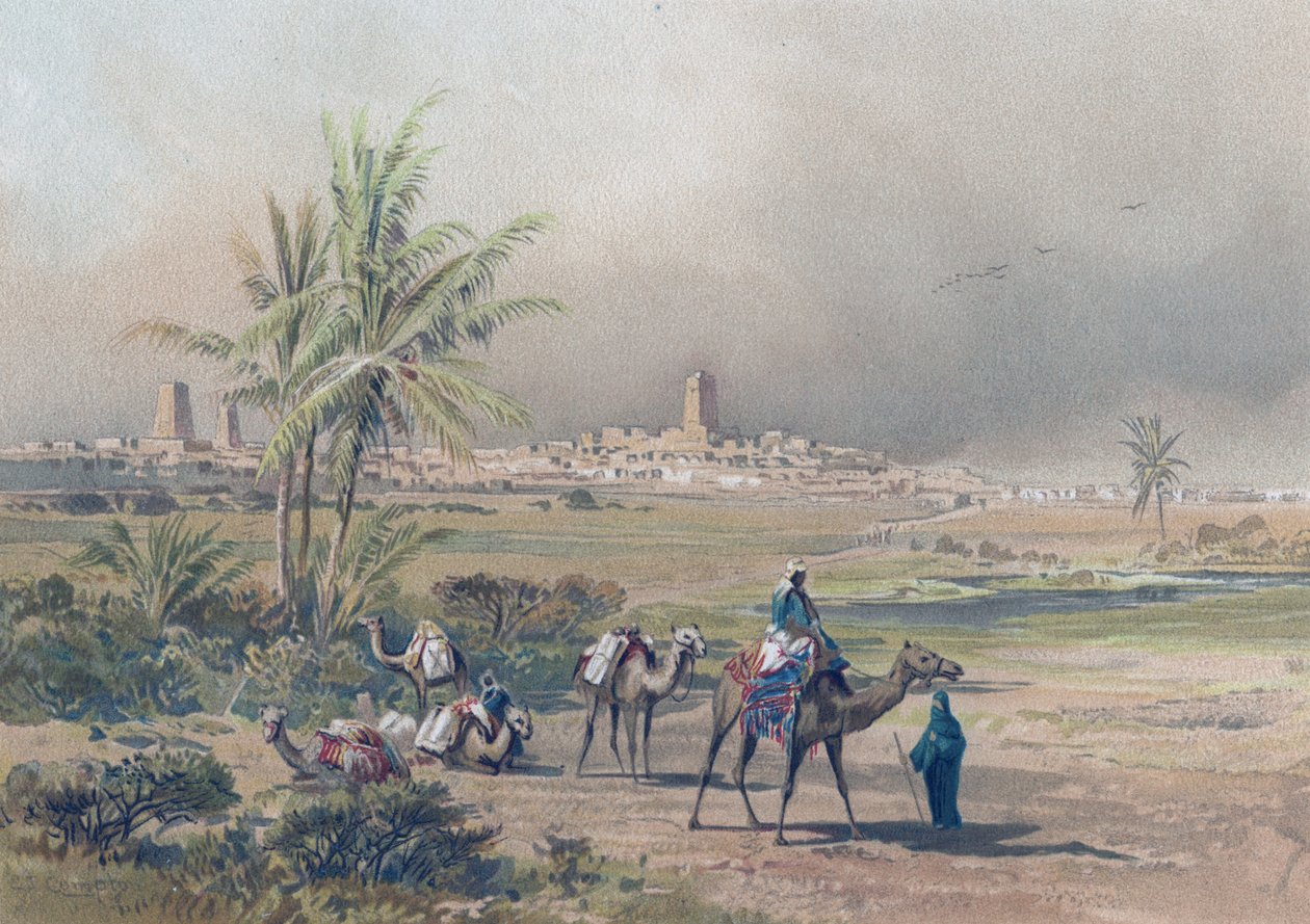 Pohled na Timbuctoo (Timbuktu) v dnešním Mali, asi 1850 (tisk) od Unknown artist