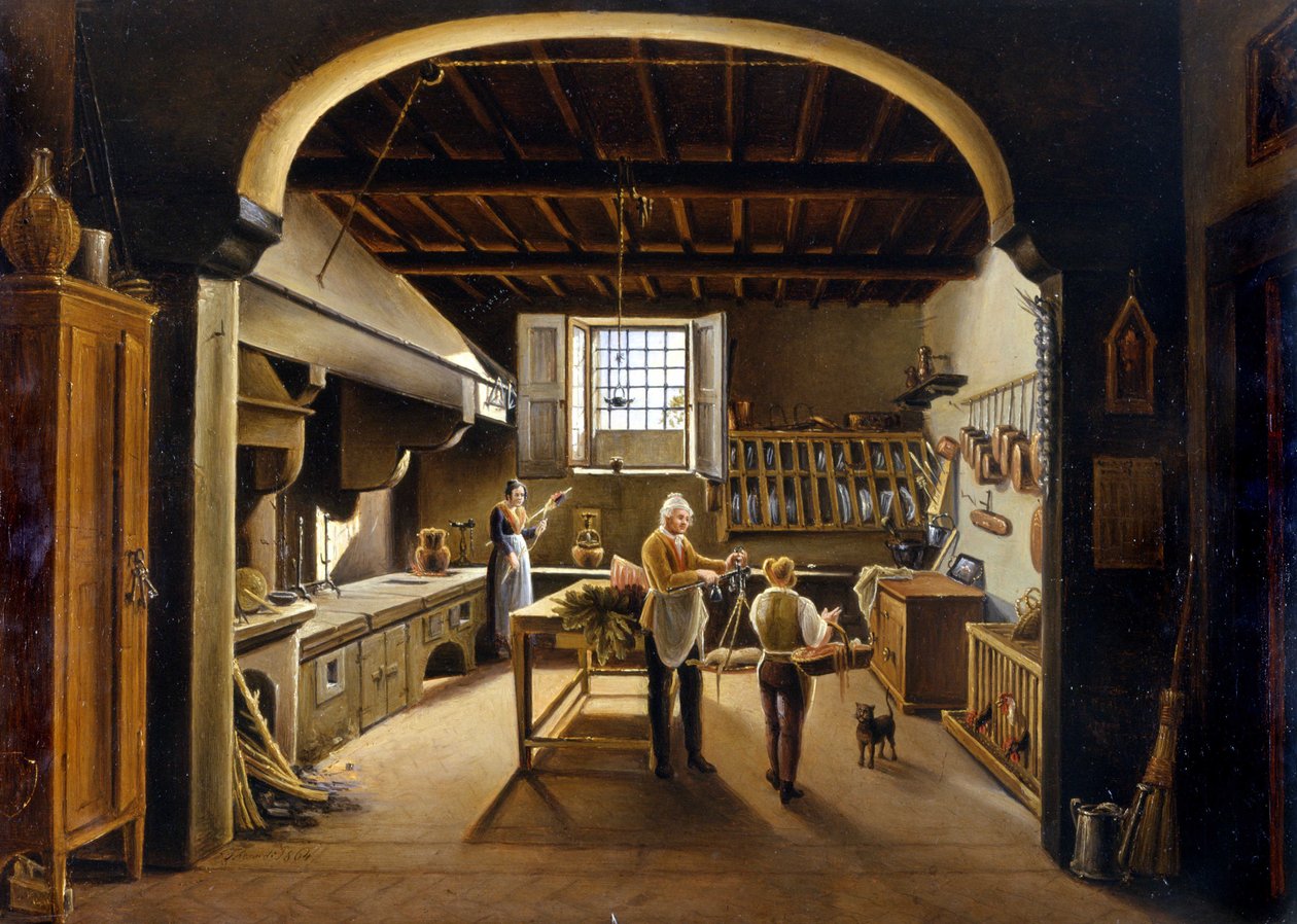 Pohled do kuchyně: lidé jsou zaneprázdněni od Unknown artist