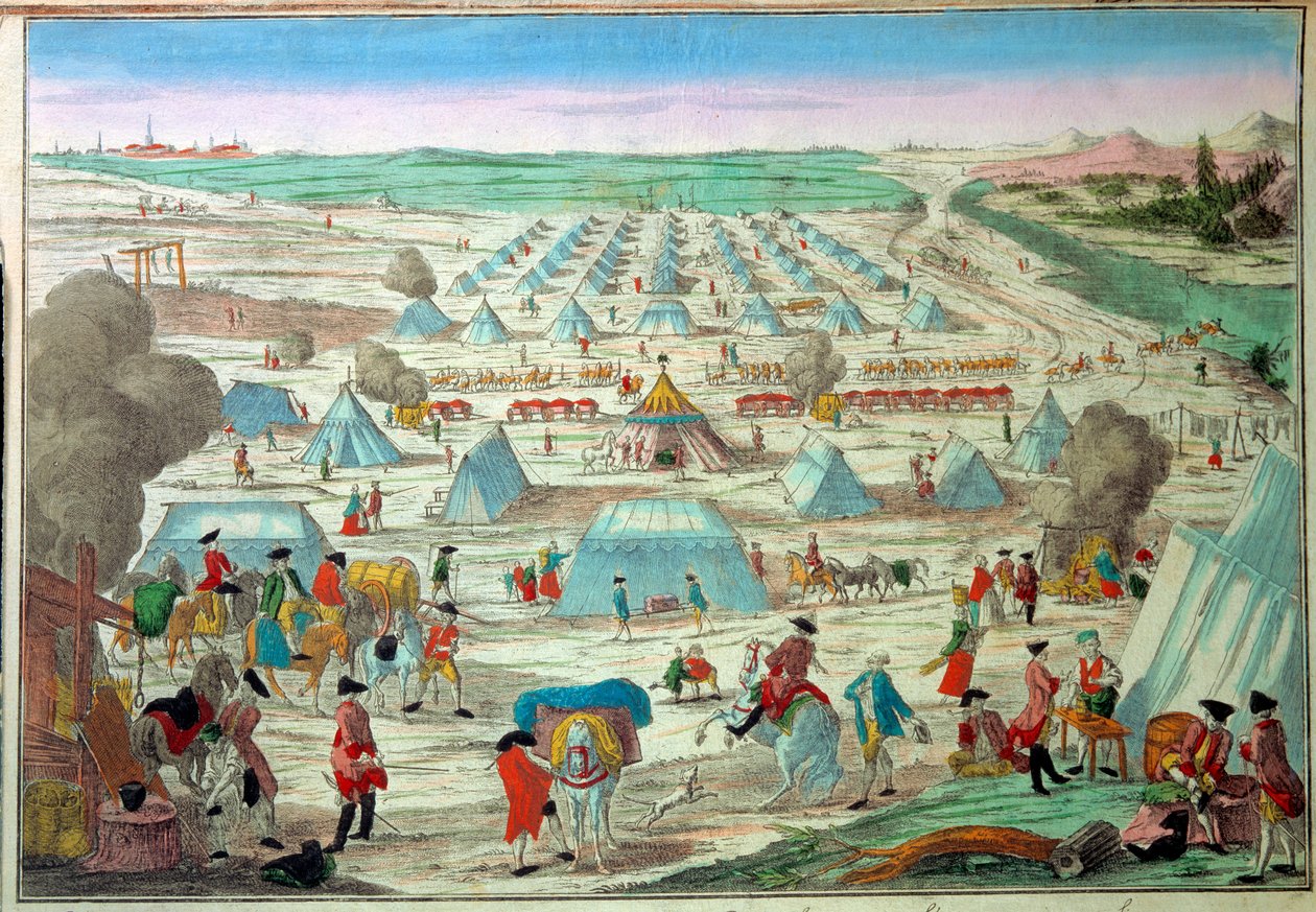 Pohled na vojenský tábor v Prusku Rytina Paříže 19. století, Armee Museum od Unknown artist