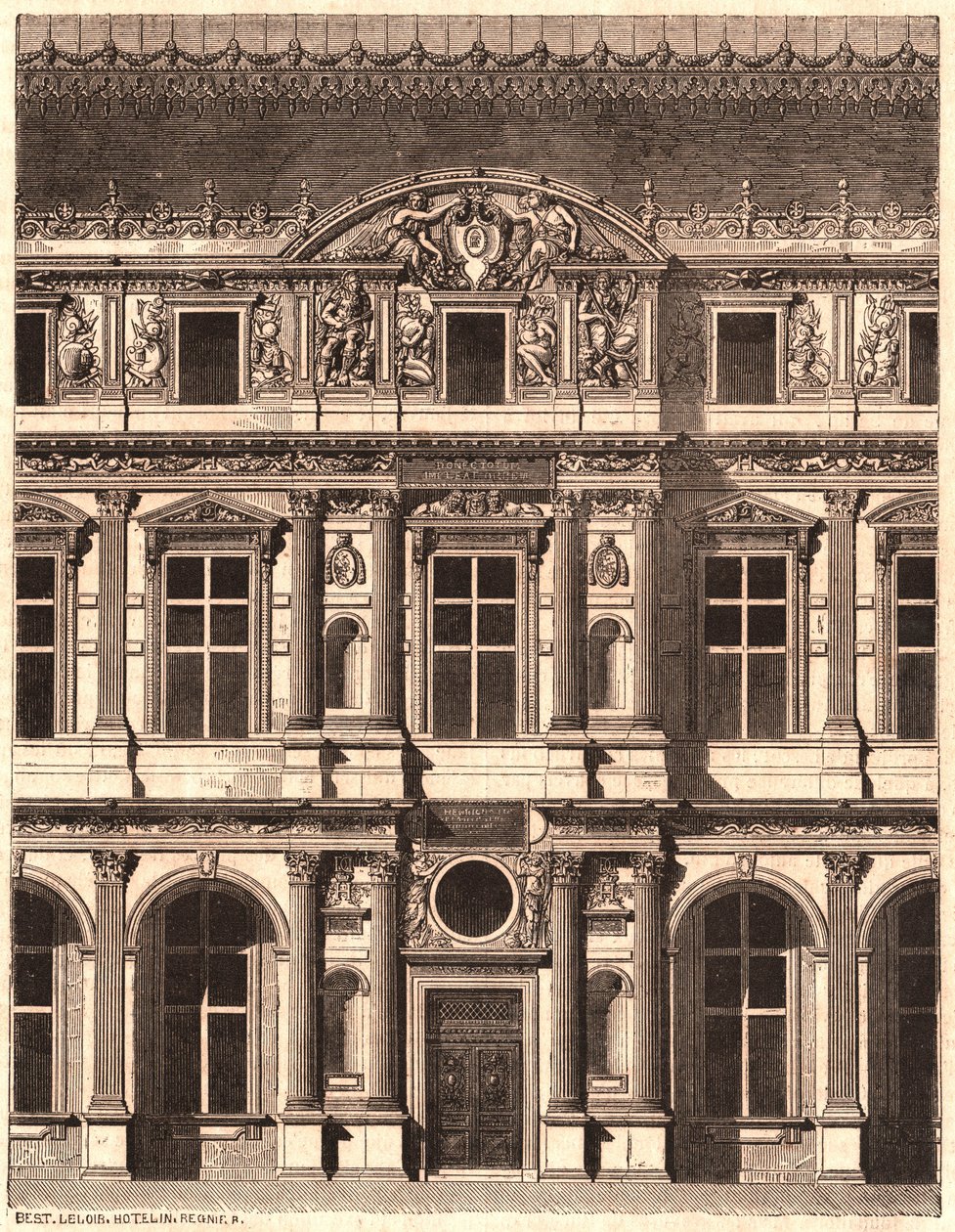 Pohled na část přední části nádvoří Louvre, Paříž, Francie od Unknown