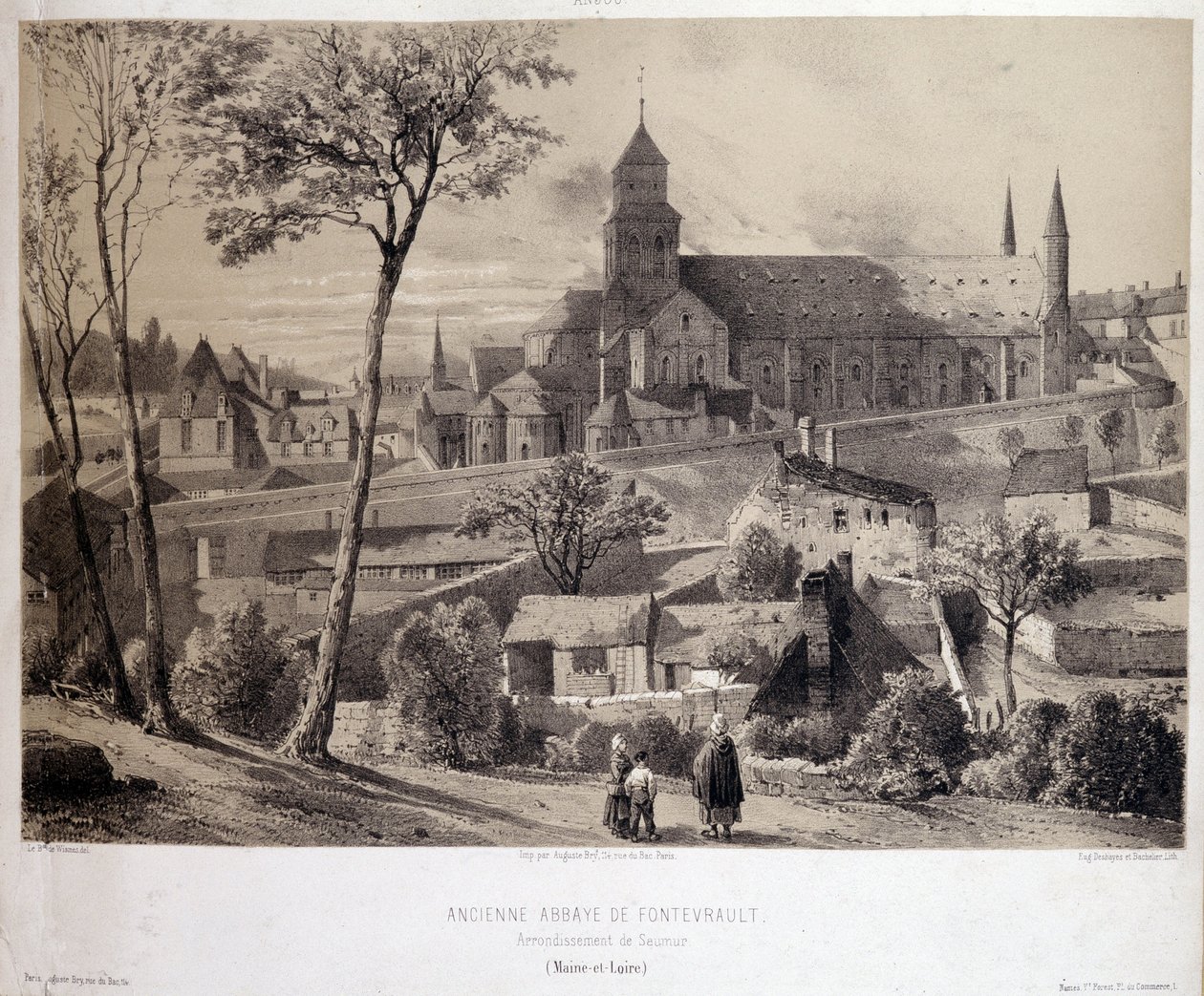 Pohled na opatství Fontevrault (Fontevraud) poblíž Saumuru od Unknown artist
