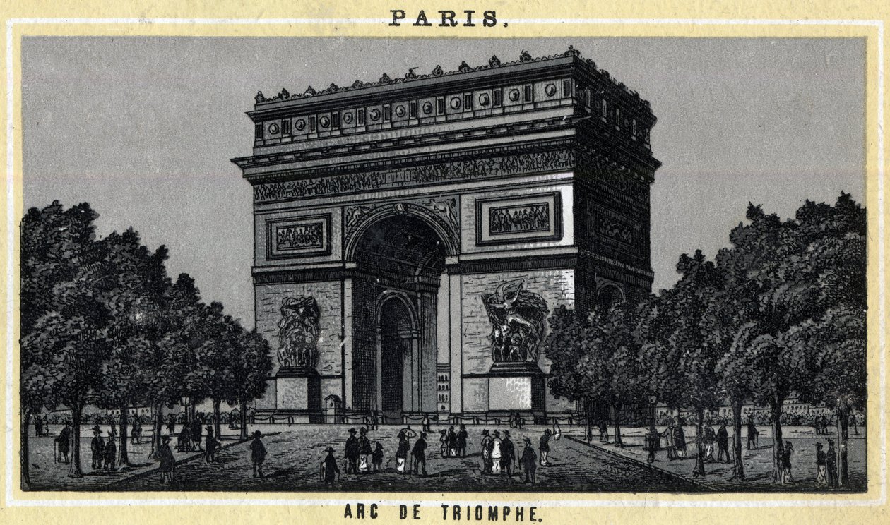 Pohled na Arc de Triomphe v Paříži. od Unknown artist