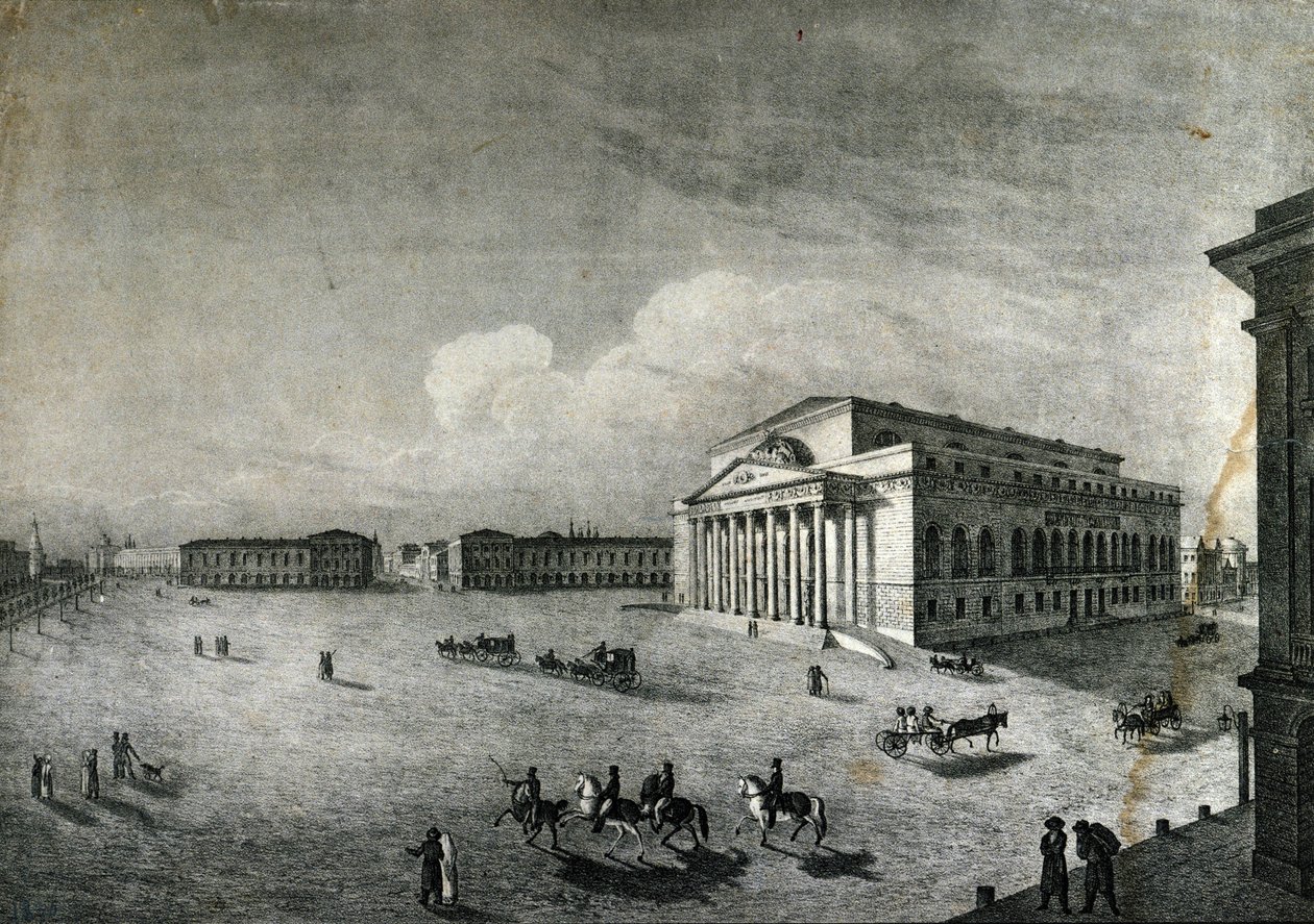 Pohled na Bolchoi Theatre v Moskvě kolem roku 1840. Rusko od Unknown artist