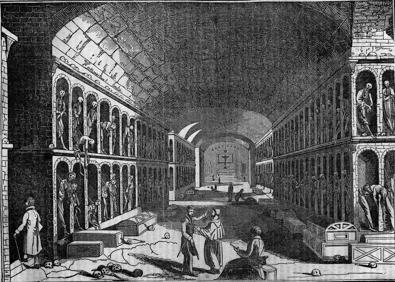 Pohled na hřbitov kapucínů v Palermu v 19. století. (Kapucínský hřbitov, Palermo) od Unknown artist