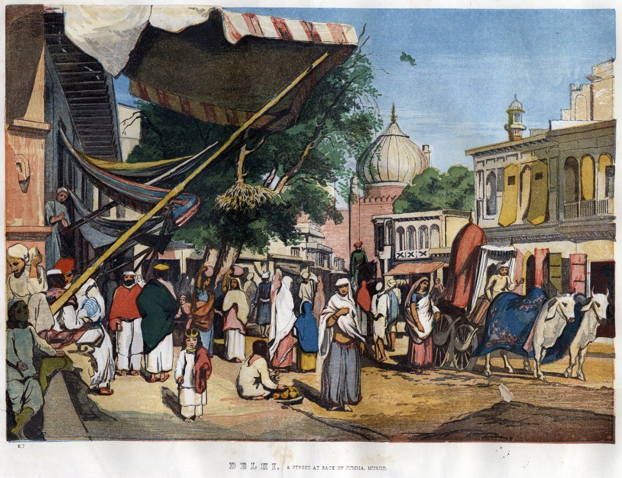 Pohled na město New Delhi poblíž mešity Juma Masjid, Indie v roce 1857 v „The Illustrated London News““ (28. listopadu 1857). od Unknown artist