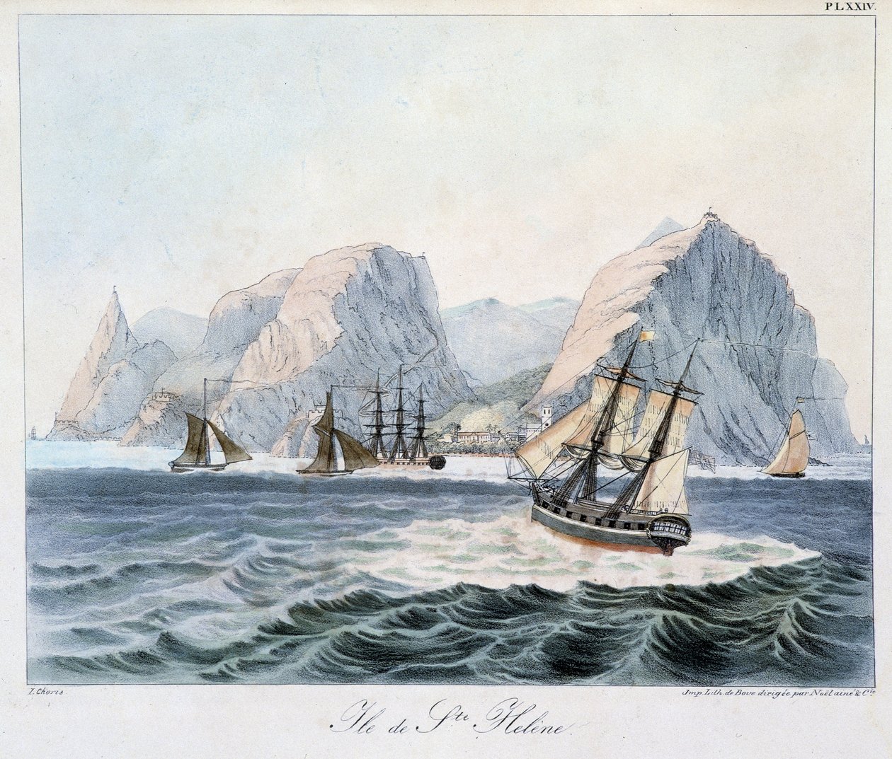 Pohled na ostrov Svatá Helena v “” Pohledy a krajiny rovnodenných oblastí, sesbírané na cestě kolem světa””, sd. počátku 19. století od Unknown artist