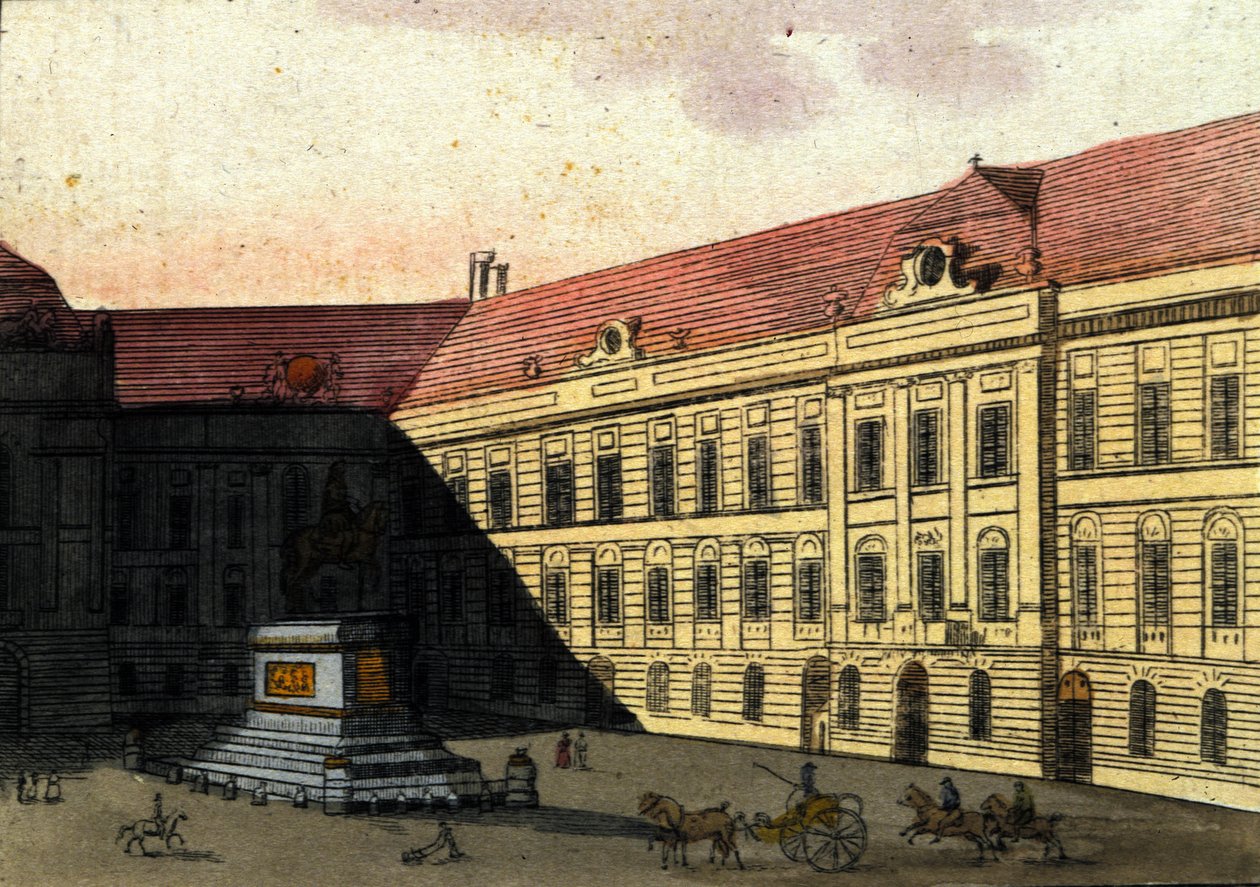 Pohled na náměstí Josephplatz (Joseph platz) ve Vídni, Rakousko Rytina z roku 1820 od Unknown artist