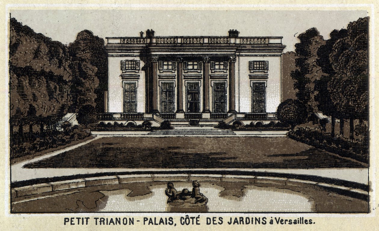 Pohled na Peer Trianon v zahradách Versailles. od Unknown artist