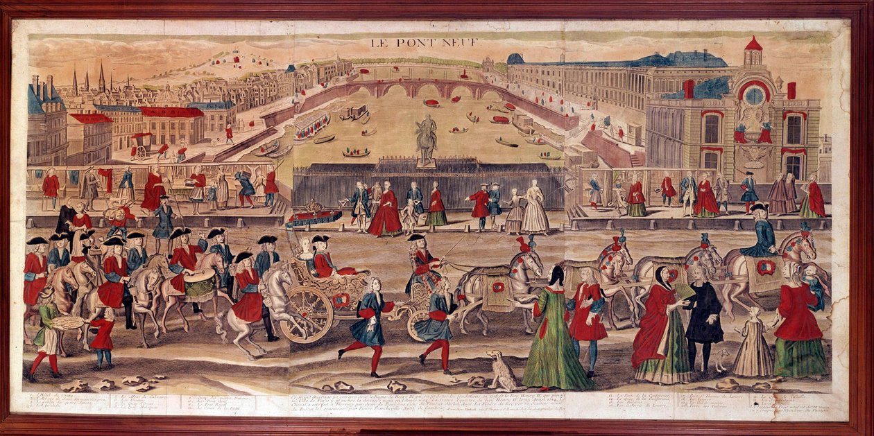 Pohled na Pont-Neuf v Paříži Můžete také vidět Hotel de Conty, opatství Saint Germain des Pres, Kolej čtyř národů, Invalidovnu, Mont du Calvaire, Quai d