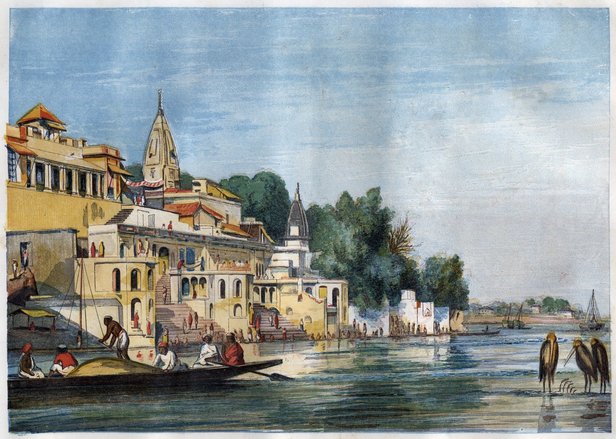 Pohled na Sutti Chowra Ghat na Ganze, v Cawnpore (Kanpur), Indie v roce 1857. od Unknown artist
