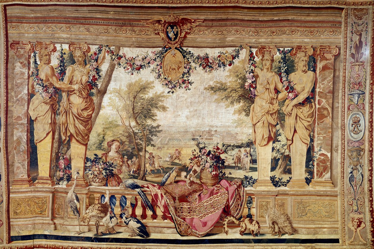 Pohled na hrad Vincennes. Gobelín ze 17. století. Paříž, národní nábytek od Unknown artist