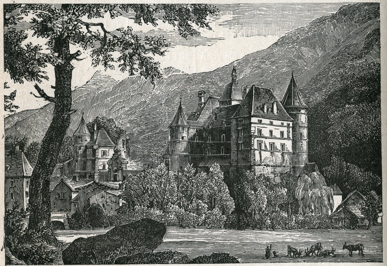 Pohled na hrad Vizille v Isere. od Unknown artist
