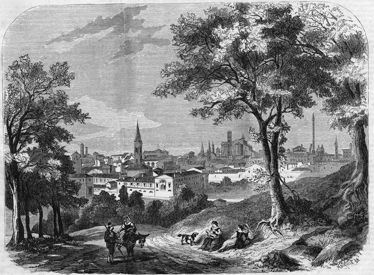 Pohled na město Bologna v Itálii v roce 1860. od Unknown artist